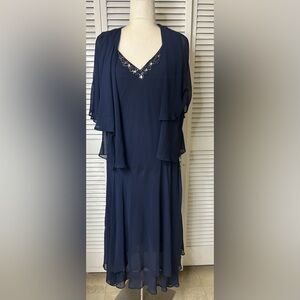 SLNY Fashion Navy 2 Piece Dress Size 16